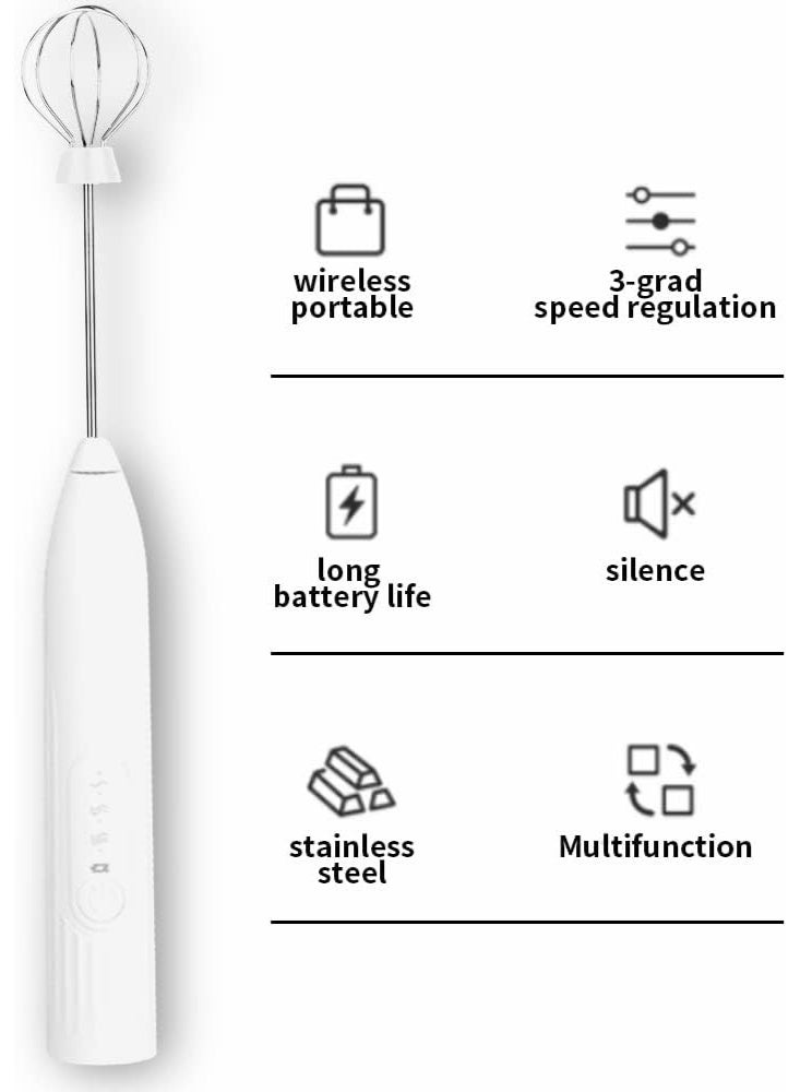 مضرب نسكافيه كهربائي محمول  مع ملحقات – يعمل بالشحن USB، مثالي للقهوة واللاتيه ( اللون ابيض ) - Image 2
